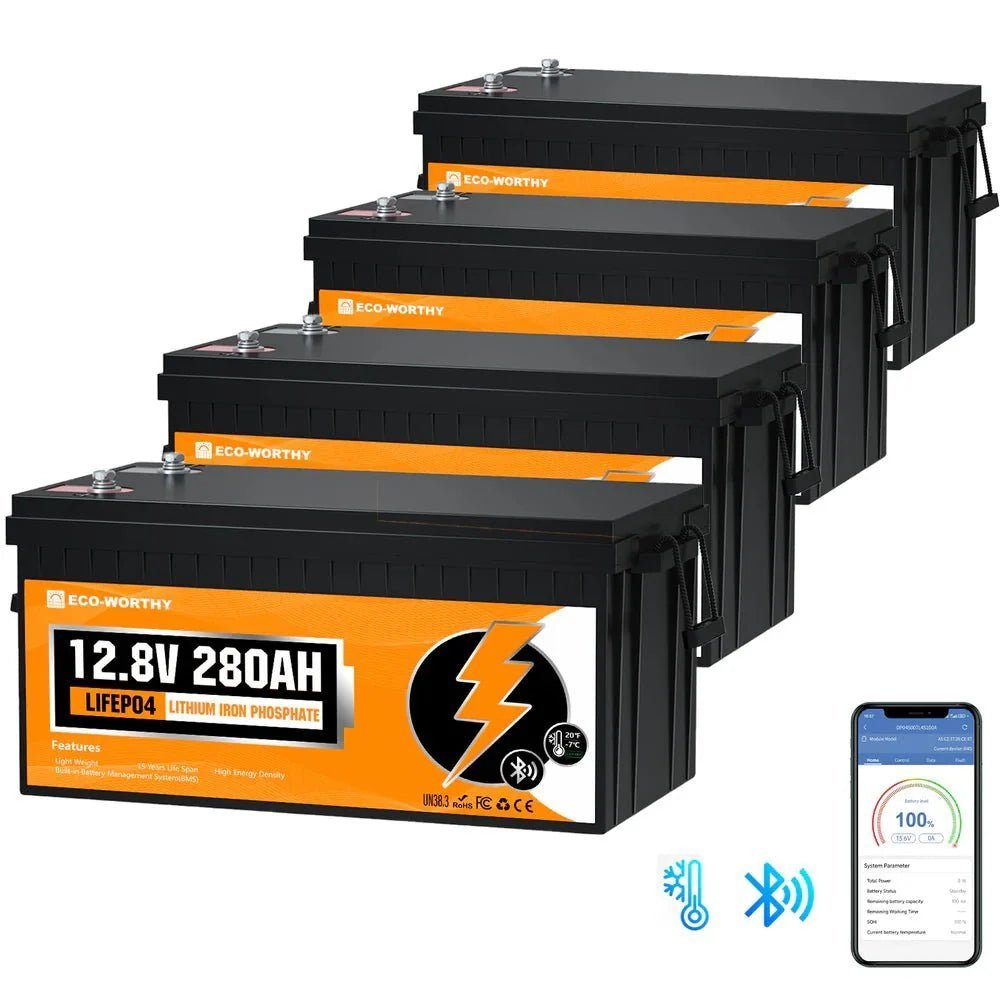ECO-WORTHY 12V 280Ah Lithium Iron Phosphate Battery With Bluetooth